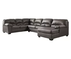 Signature Design By Ashley Aberton Gray Faux Leather 3-Piece Sectional With Right-Facing Chaise