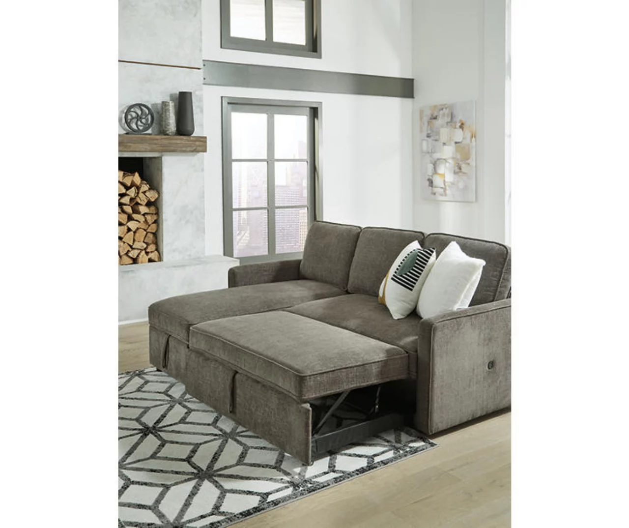 Signature Design By Ashley Kerle Charcoal Sectional With Pop-Up Bed 2 Signature Design By Ashley Kerle Charcoal Sectional With Pop-Up Bed - Image 2