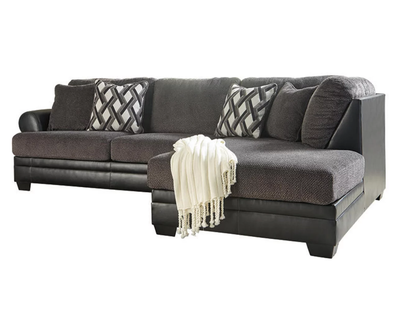 Signature Design By Ashley Kumasi Gray Faux Leather Sectional With Right-Facing Chaise 1 Signature Design By Ashley Kumasi Gray Faux Leather Sectional With Right-Facing Chaise