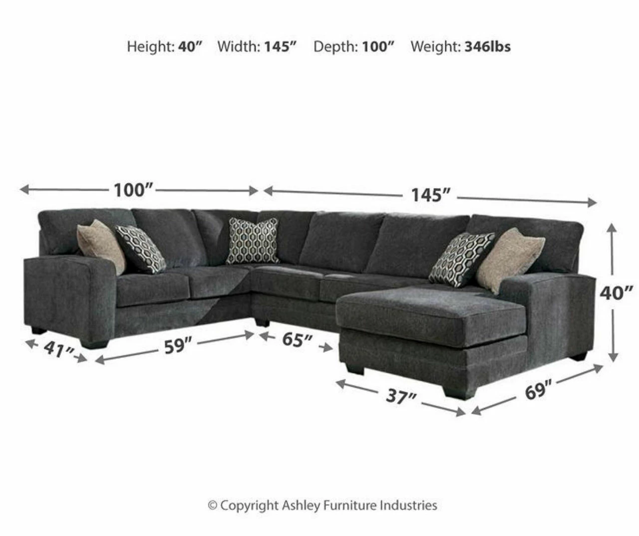 Signature Design By Ashley Tracling Gray 3-Piece Sectional 3 Signature Design By Ashley Tracling Gray 3-Piece Sectional - Image 3